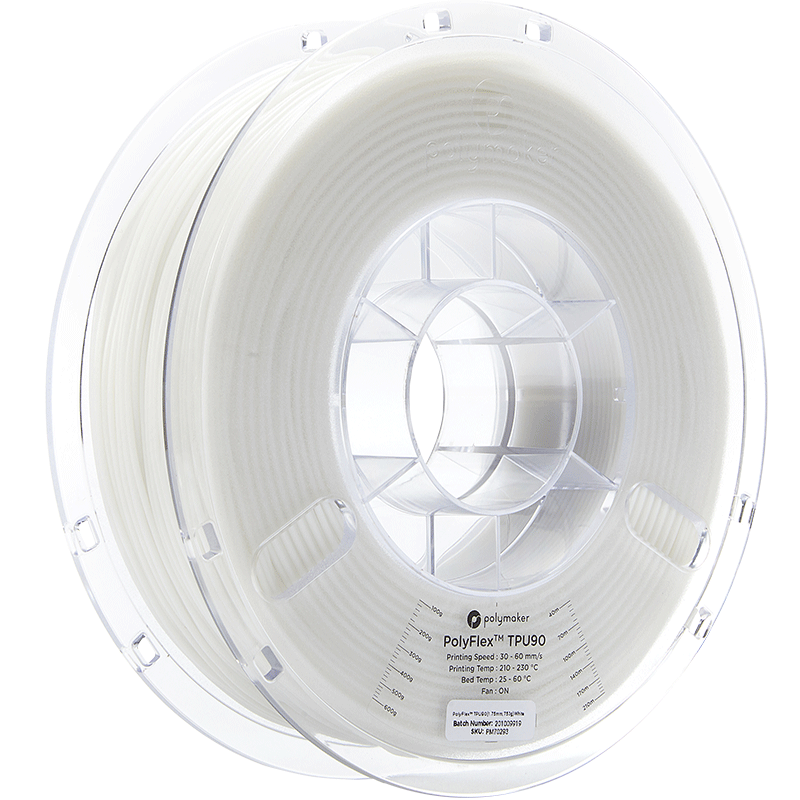 Polymaker PolyFlex TPU-90A, Hvid, 1.75mm, 750g