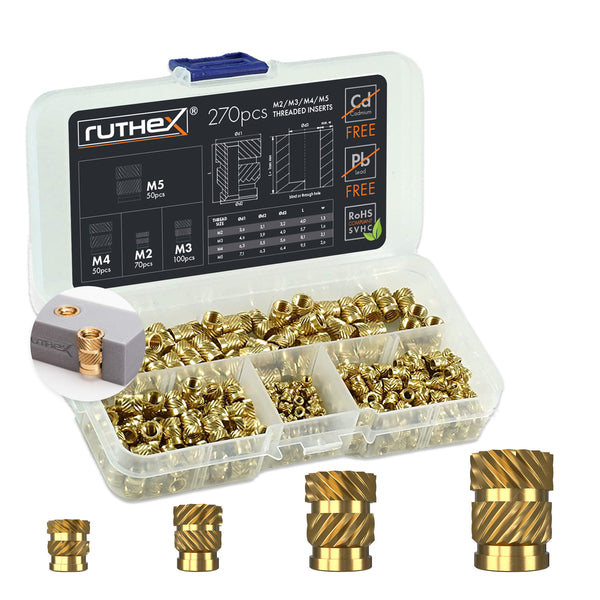 Ruthex M2 / M3 / M4 / M5 Threaded Insert Assortment Box – 270pcs